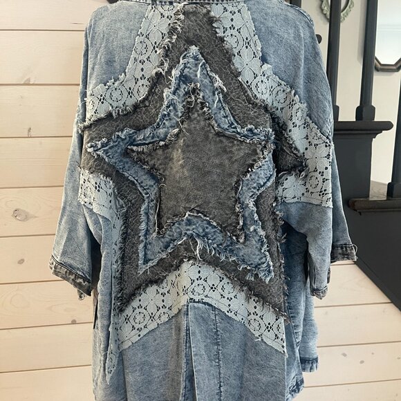 091 Oli & Hali Star Patch Tencel Short Sleeve Blazer Jacket NWOT Size Large - Picture 14 of 14